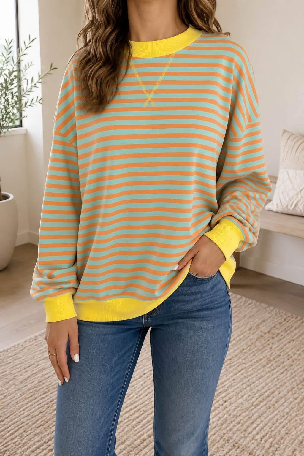 plus orange striped sweatshirt