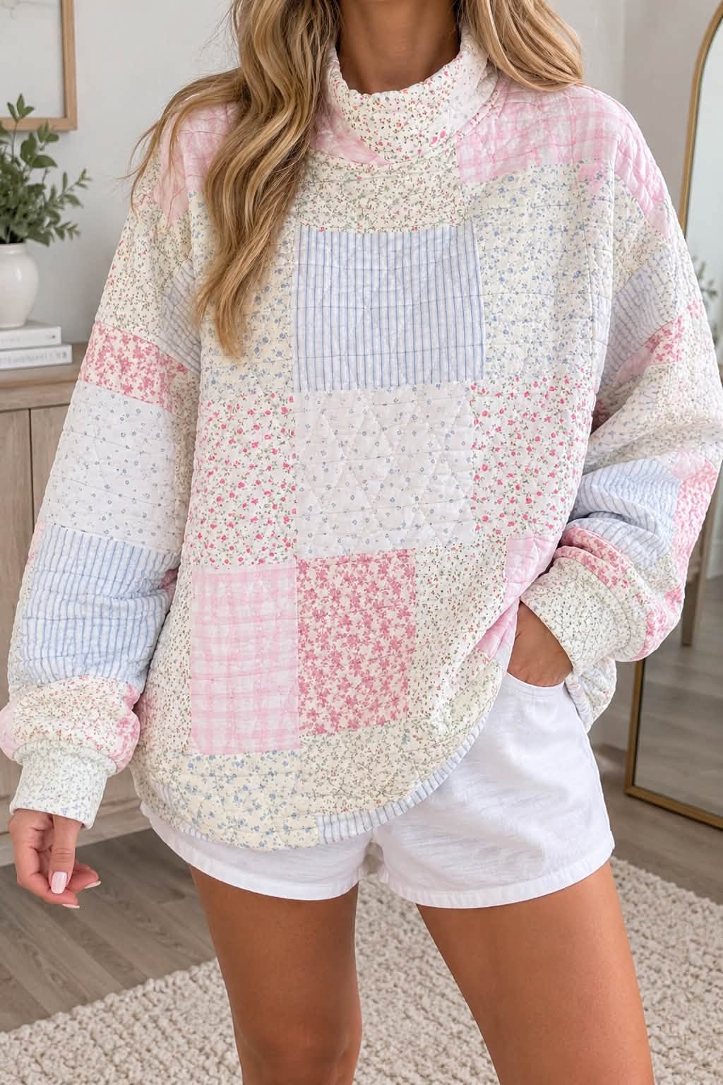 floral patchwork mockneck - 2The9's Preorder