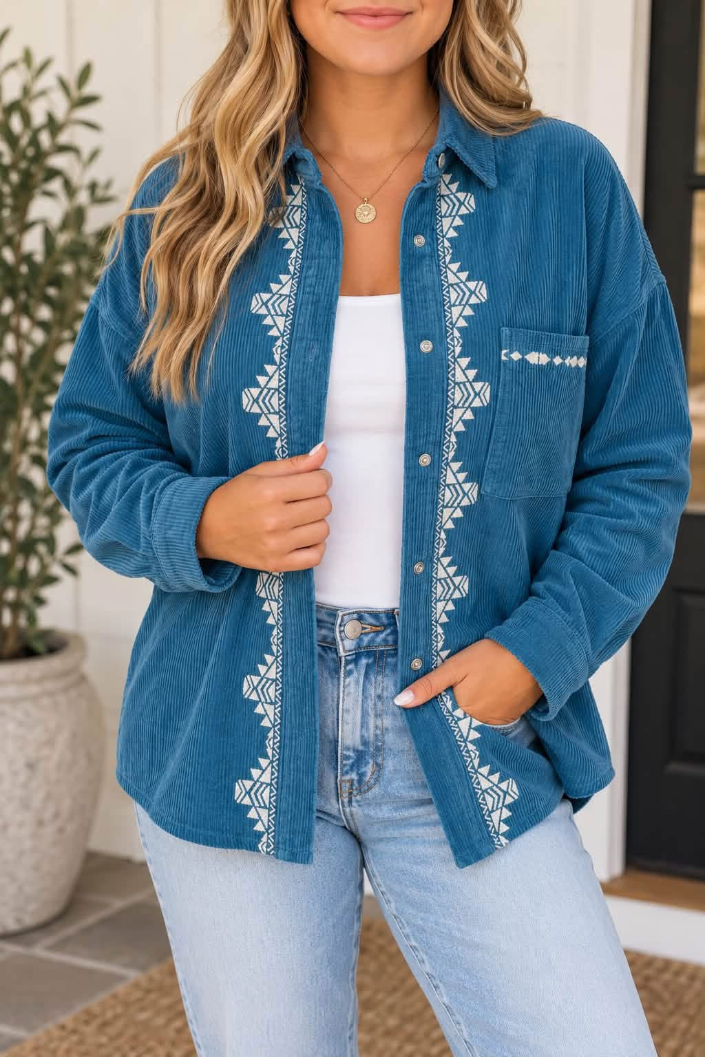 plus blue embroidered corduroy - 2The9’s Preorder