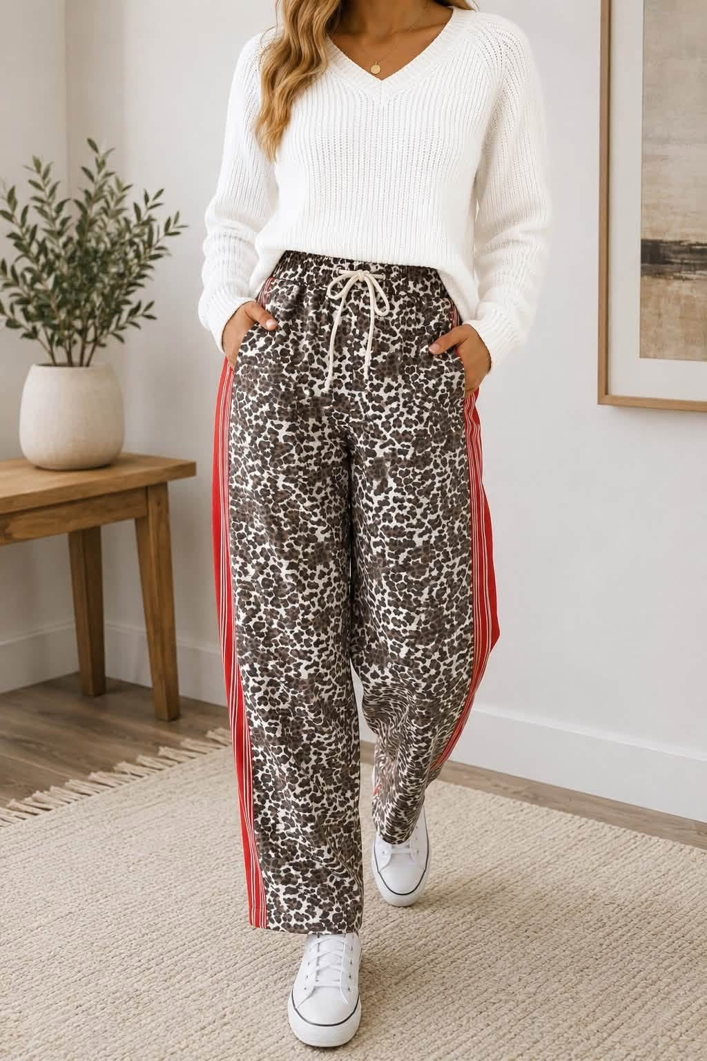 printed elastic jeans