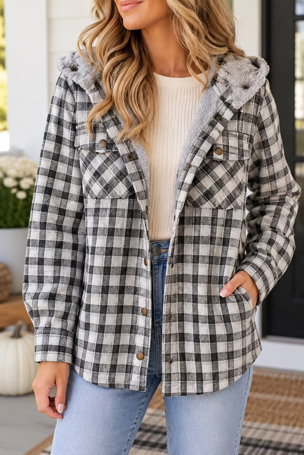 black plaid jacket