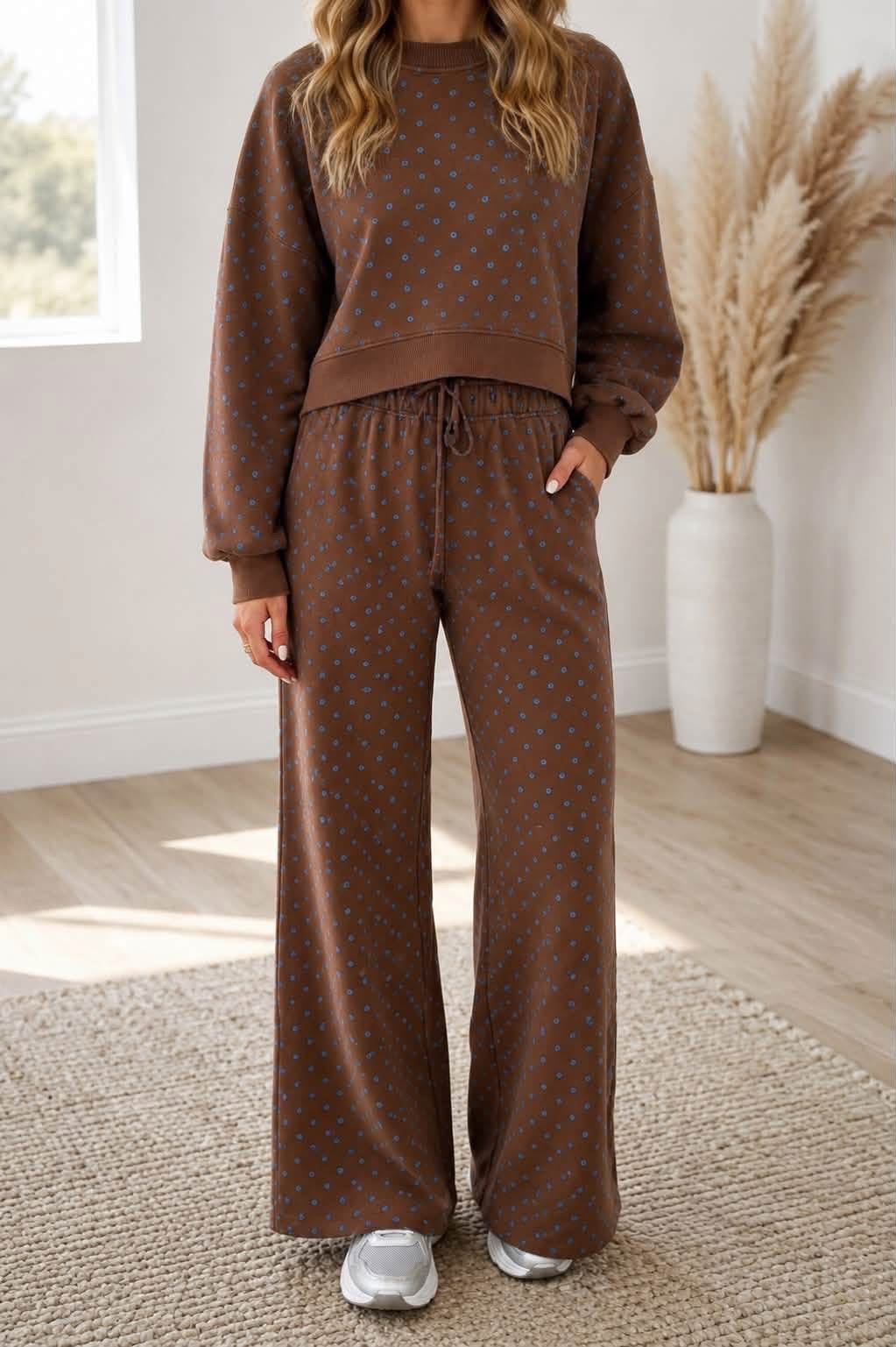 brown polka dot set