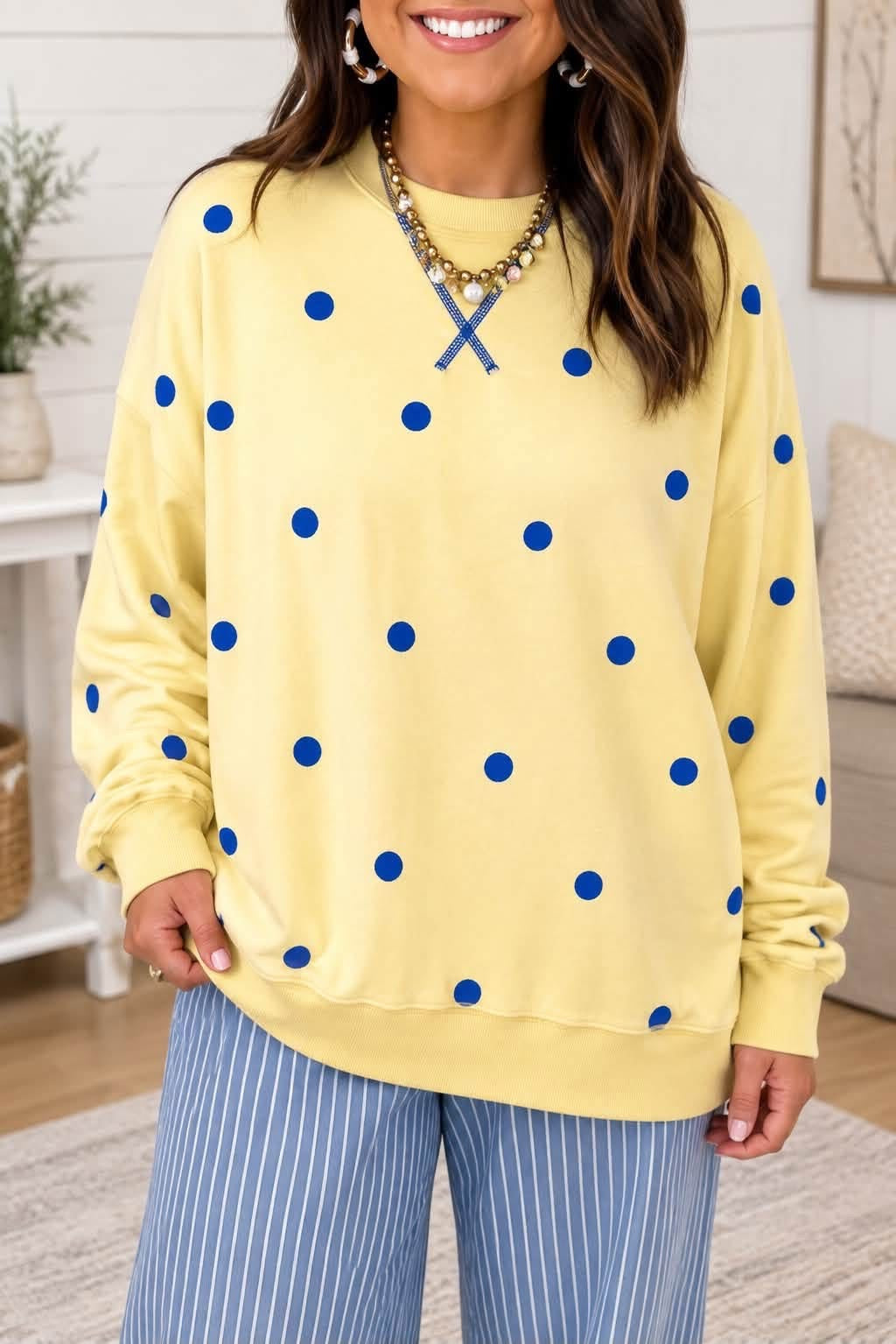 plus yellow polka top