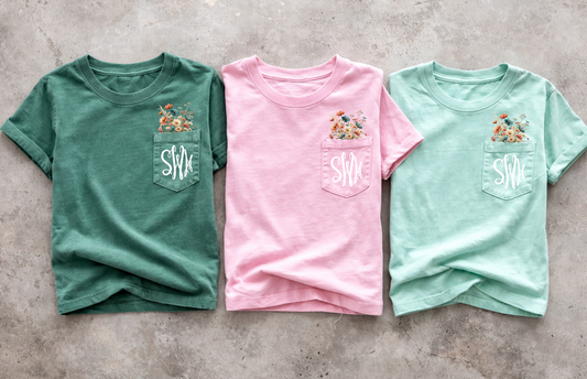 peek-a-boo flower pocket w/ monogram