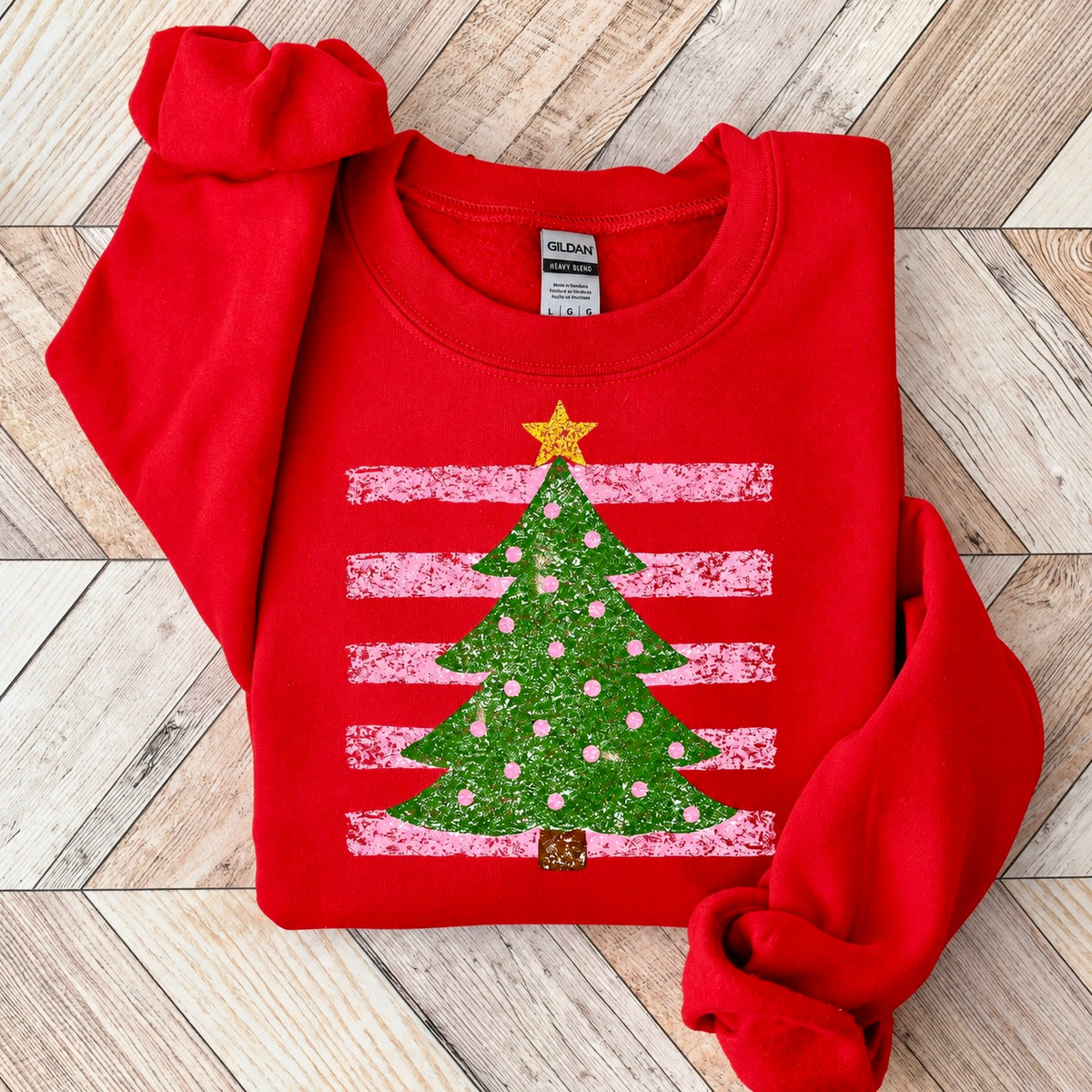 pink striped Christmas tree