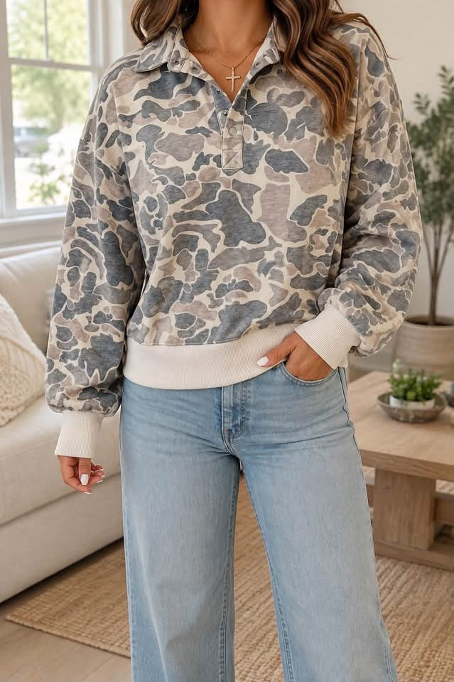 camo pullover sweatshirt