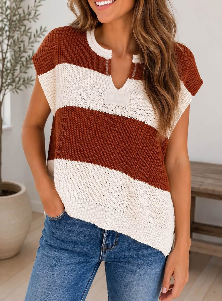 brown striped sweater