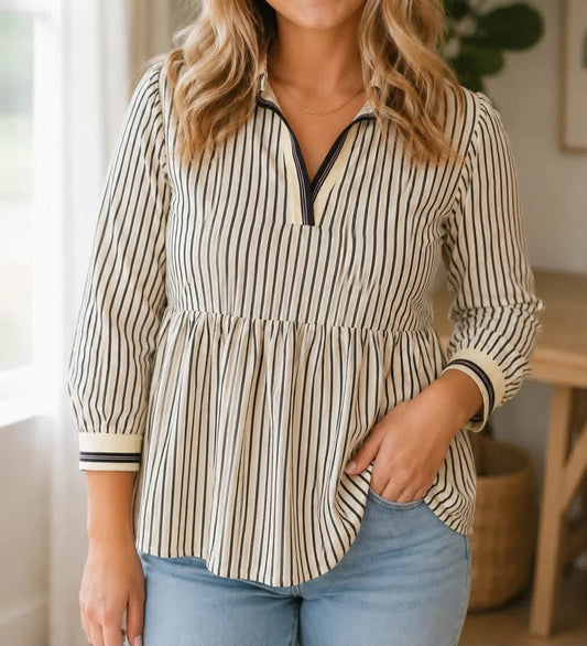 PLUS striped v-neck blouse