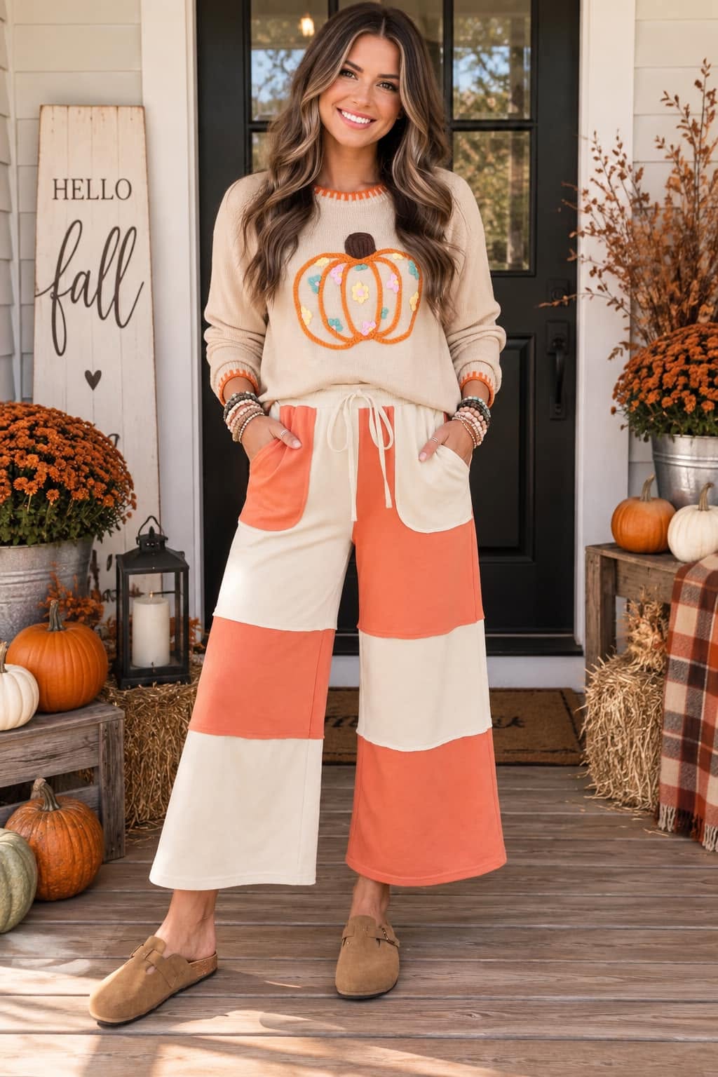 floral embroidered pumpkin sweater - 2The9's Preorder