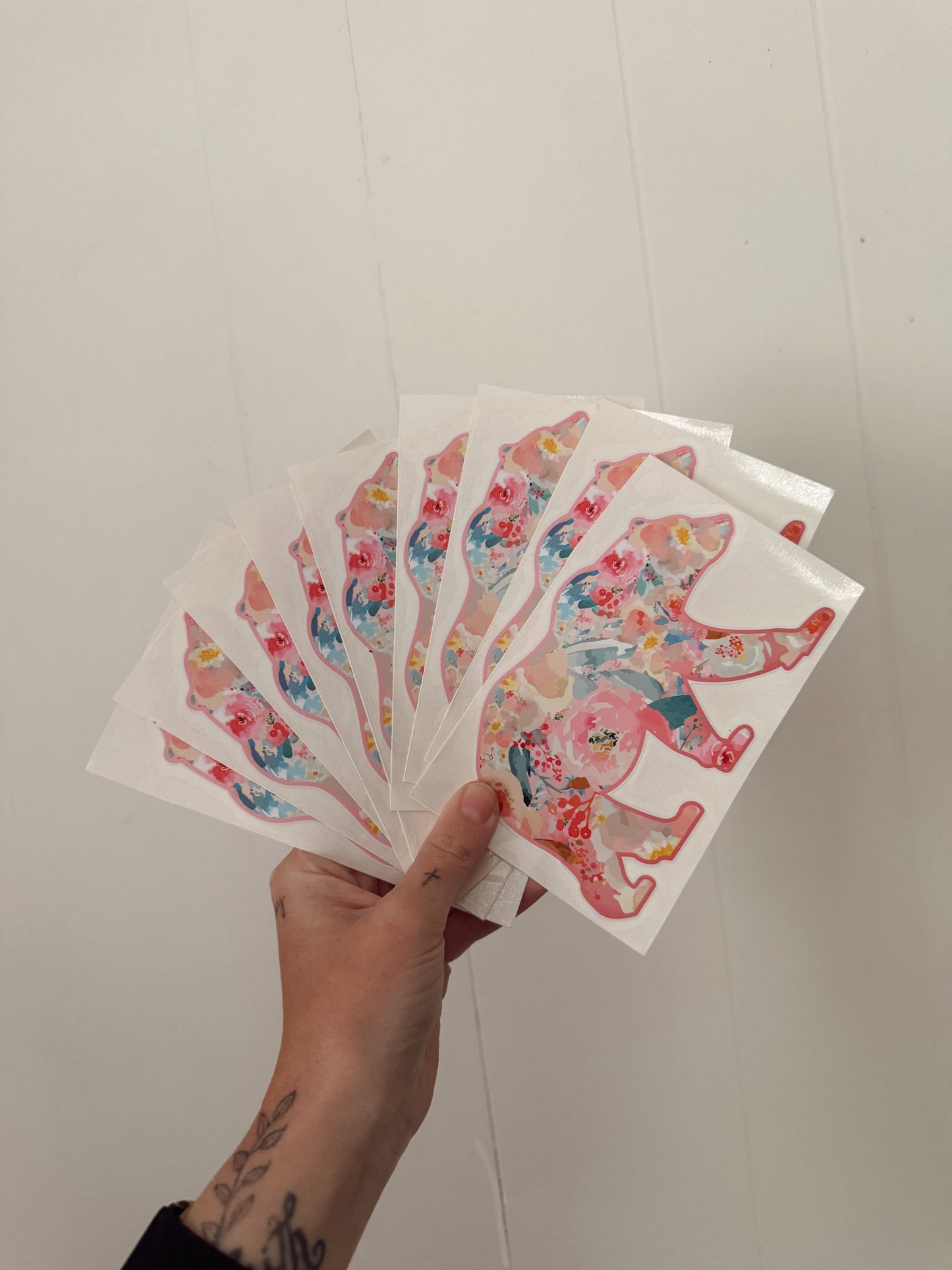 floral bear decal