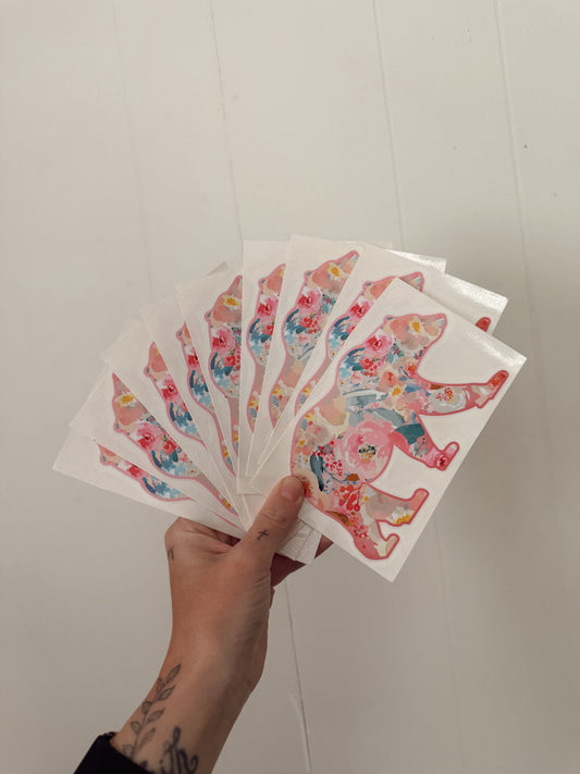floral bear decal