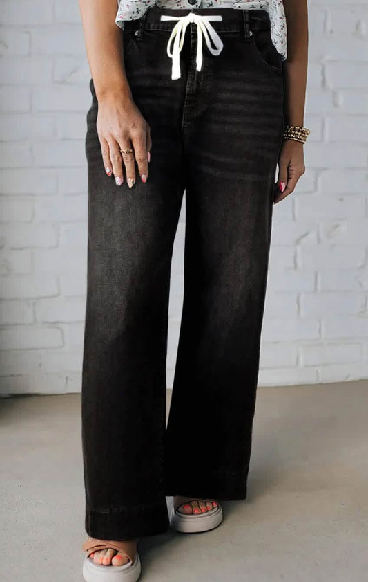 PLUS acid wash lace up jean