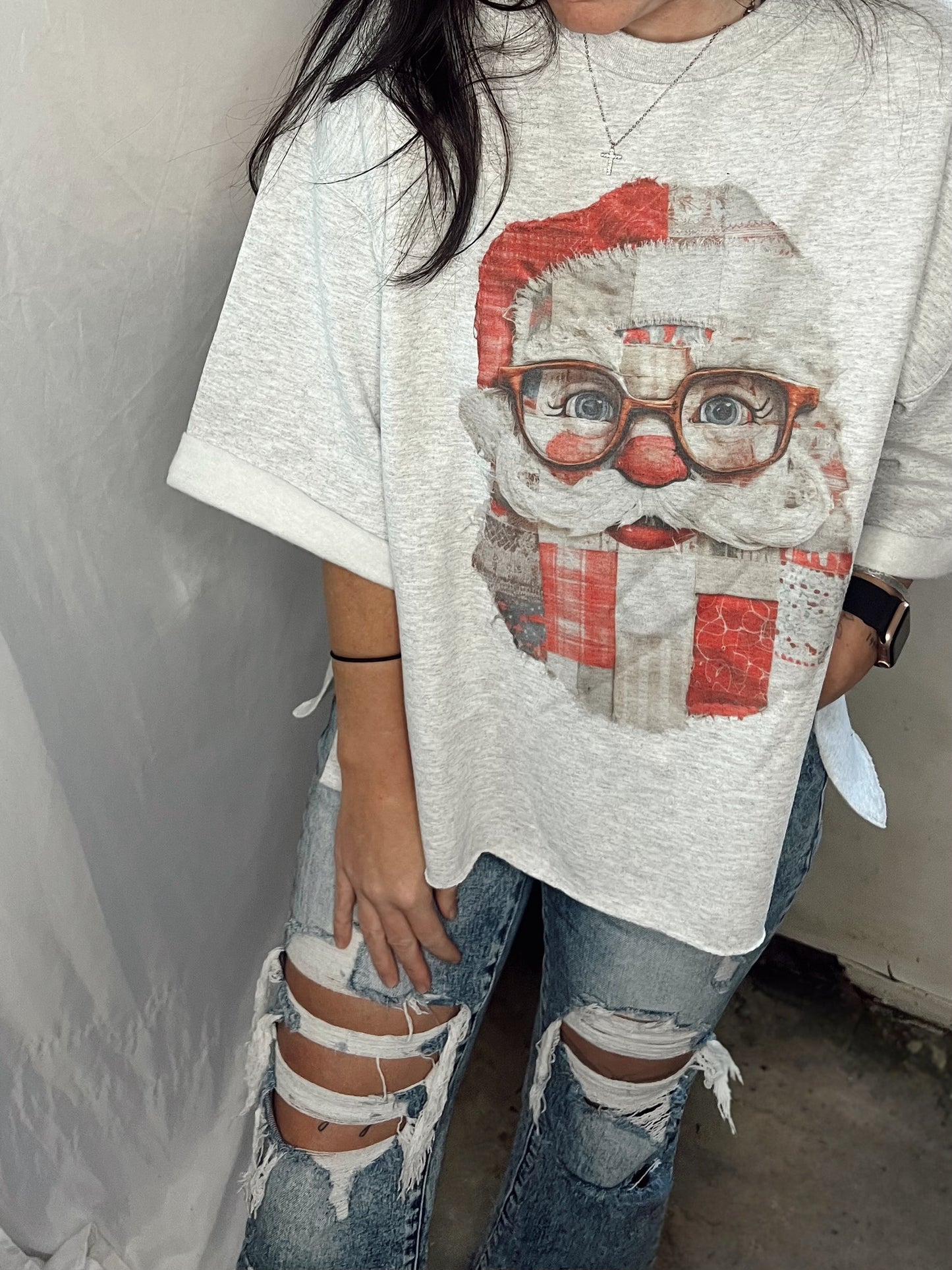 patchwork santa | cropped style sweatshirt