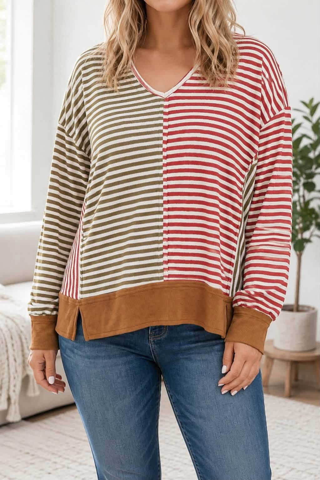 striped plus blouse