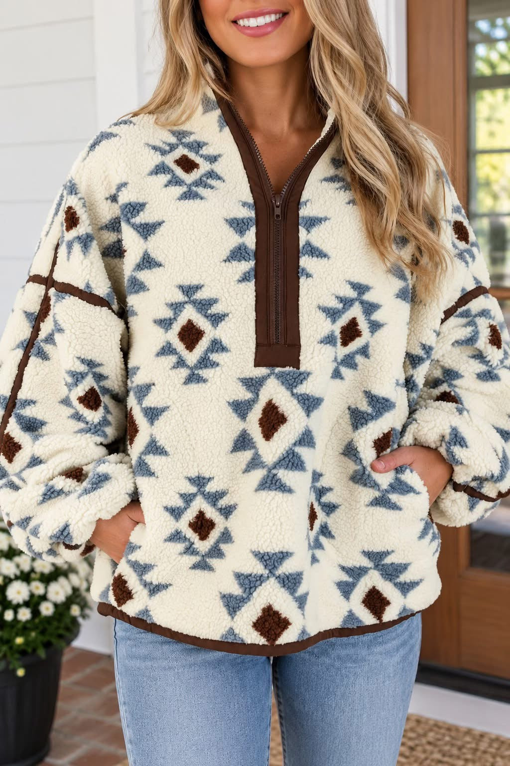 geometric western sweatshirt