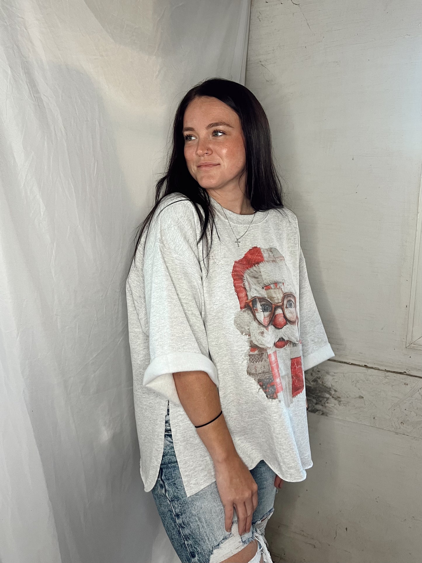 patchwork santa | cropped style sweatshirt