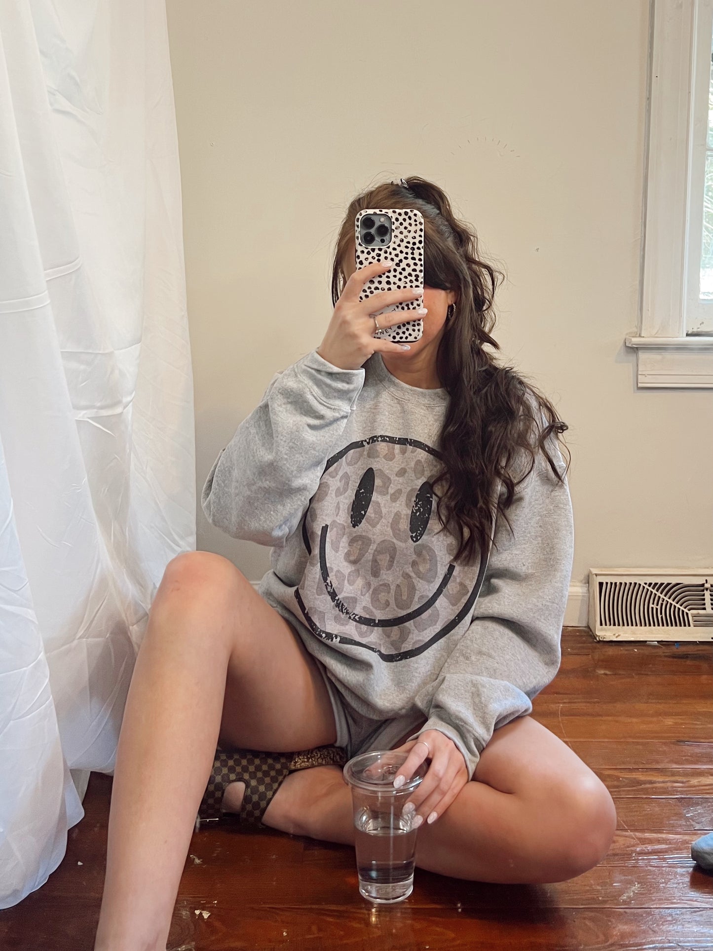leopard smiley short set