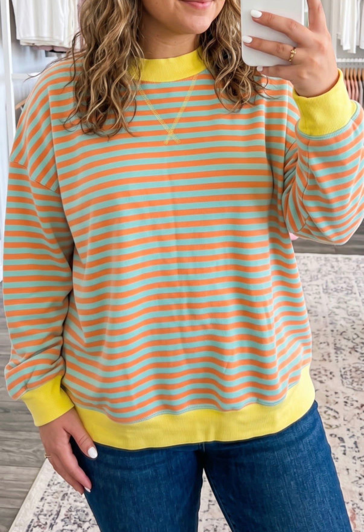 plus orange striped sweatshirt