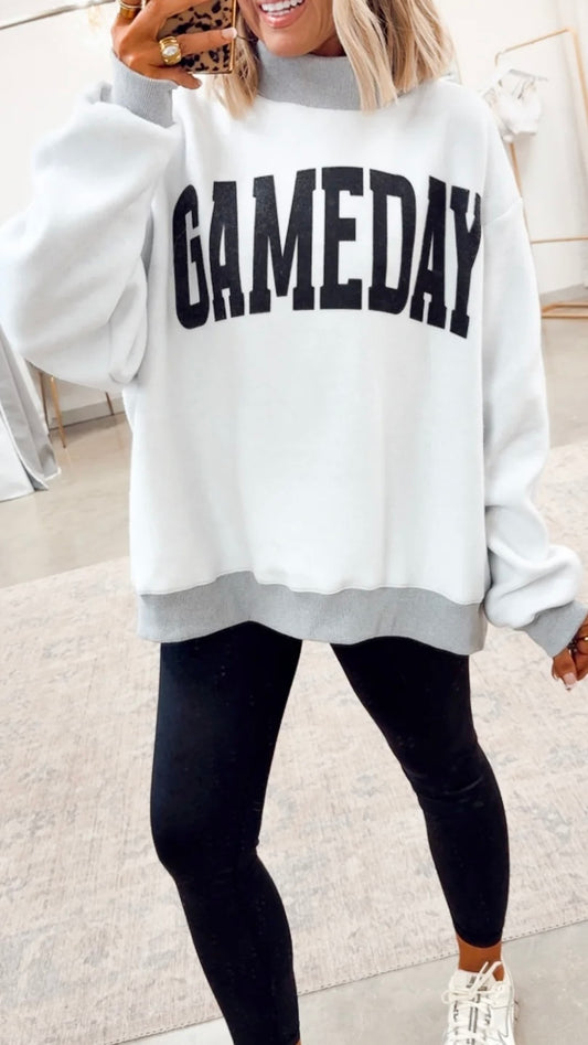 gameday reversible mock neck in light grey