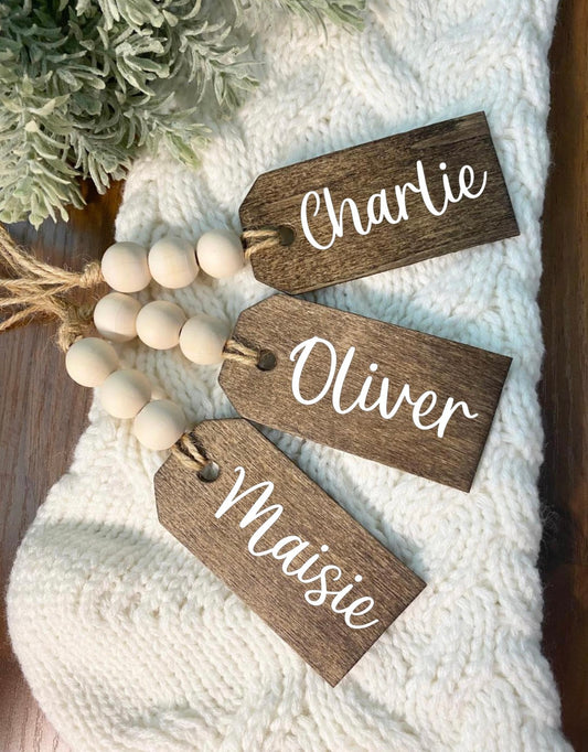 wooden stocking tags