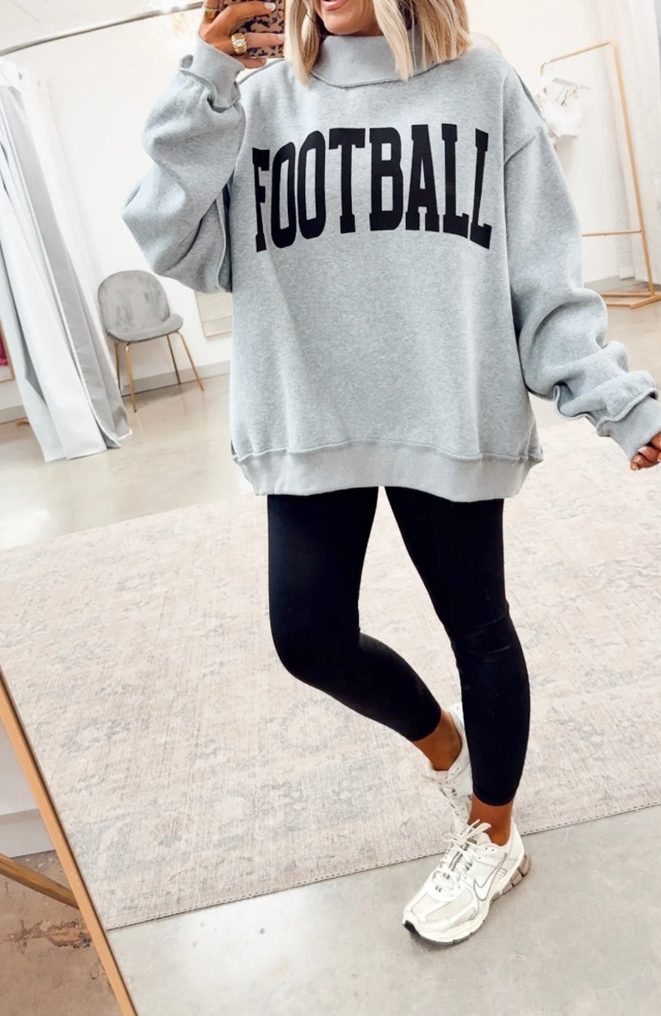 gameday reversible mock neck in light grey