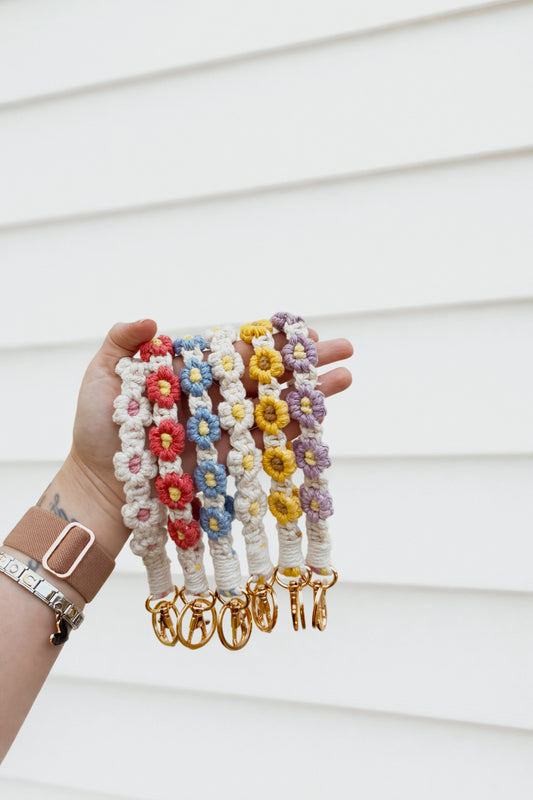 boho macrame flower wristlets