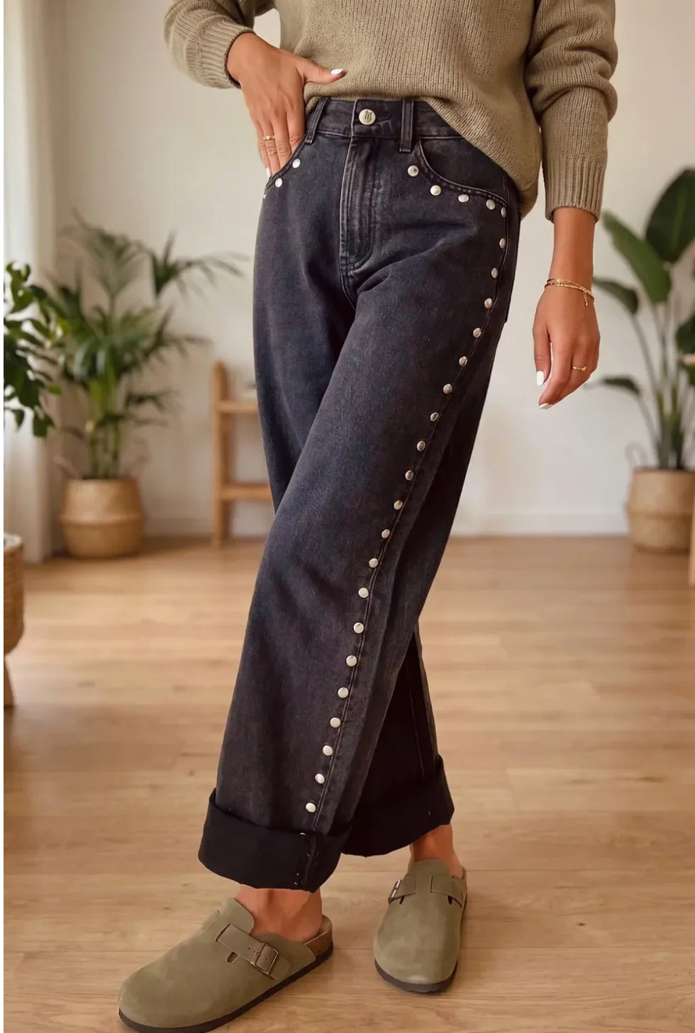 rivet ankle jeans