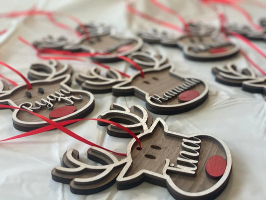 cutesy customized reindeer ornament