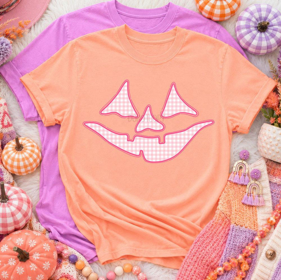 pink gingham jack-o-lantern